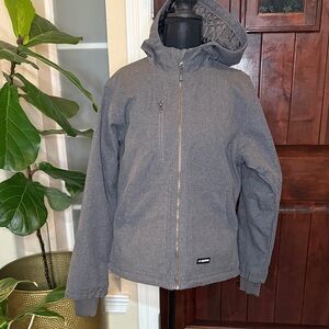 Berne Ladies Heathered Duck Hooded Jacket Insulated, Multiple Pockets Sz 8-10